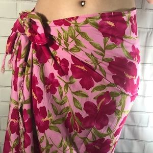 Hawaiian Pink Hibiscus Wrap/Sarong